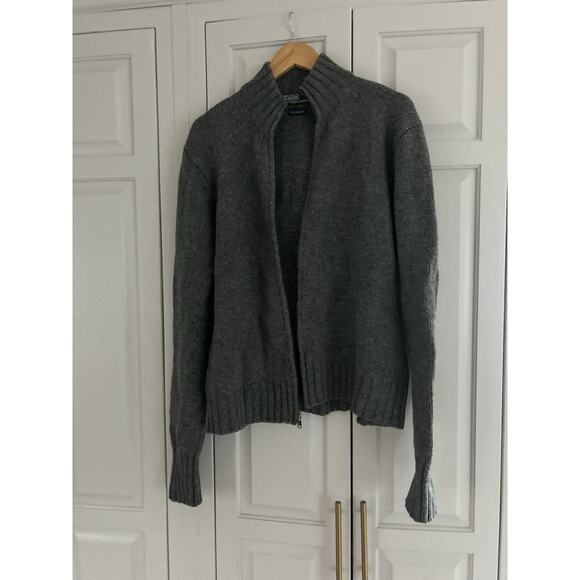 Vintage Polo Ralph Lauren Cardigan Sweater Mens Medium Gray Wool Zip Pockets - Picture 3 of 4
